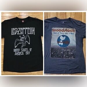 Lot of 2 Rock Graphic T-Shirts in Black and Gray